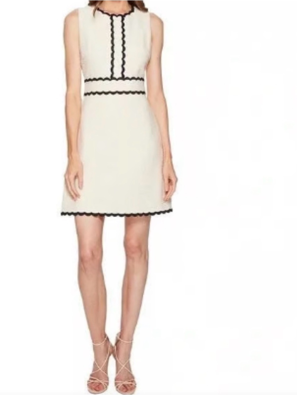 kate spade Ivory Mini Dress with Black Scallop Trim